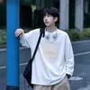 Camiseta Masculina de Outono com Gola Redonda e Manga Longa Nova Casual Solta Estampa Criativa Camiseta Masculina Pode Personalizar LOGO