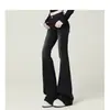 Jeans Acampanados Negros Ajustados para Mujer, Nuevo Estilo Americano de Moda, Pantalones de Tiro Alto Bootcut con un Diseño Único