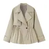Fabricante de ropa de mujer transfronterizo al por mayor 2026 nuevo abrigo trench de doble botonadura moderno y elegante para mujer