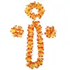 Set de Cuatro Piezas de Guirnalda de Flores Hawaiana Clásica Colorida Hecha a Mano para Actuación Escénica del Día del Niño Collar de Pétalos