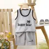 Conjunto de Colete Infantil Verão Algodão Puro Novas Roupas de Shorts para Meninas Estilo Coreano para Bebês Conjunto Sem Mangas para Meninos Roupas Infantis