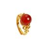 Anillo de imitación de calcedonia con incrustaciones de esmalte nacional de herencia de oro y arena con método antiguo para mujer, joyería pequeña de estilo nacional de larga duración.