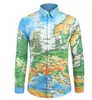 Comércio Exterior Transfronteiriço Cardigã Longo Masculino com Estampa Digital 3D Outono e Primavera Novo Manga Longa Tamanho Plus Size Camisa Solta Masculina