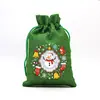 Bolsa de Regalo Navideña Verde Hierba Transfronteriza Imitación Lino Bolsa de Dulces de Santa Bolsa de Almacenamiento de Regalos Navideños Bolsa de Empaque