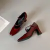 Sapatos Femininos Mary Jane de Salto Alto Quadrado Estilo Coreano 2026, Novo Modelo Primavera e Outono com Fivela, Salto Bloco, Bico Aberto, Sapatos de Salto Alto