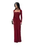 Outono de 2026 Nova Moda Feminina Europeia e Americana Transfronteiriça Cor Sólida Manga Longa Vazado Plissado Sexy Slim-Fit Vestido para Mulheres