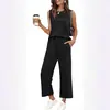 Amazon Europeo y Americano Transfronterizo Primavera y Verano Nuevo 2026 Traje Casual para Mujer Top sin Mangas de Cuello Redondo Conjunto de Dos Piezas