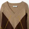 Venta al por mayor de ropa para mujer estilo europeo y americano transfronteriza, nueva colección de otoño, top de punto con cuello en V, manga larga y estampado de diamantes 2893148