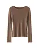 Suéter de Punto sin Costuras con Textura de Espiga 100% Lana Merino Lavable a Máquina para Mujer, Prenda Base de Manga Larga para Otoño e Invierno