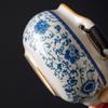 Lujo Ligero Cerámica Ru Azul y Blanco Flor de Loto Individual Grande Anti-quemaduras Tetera de Mano Taza de Té con Piezas Abiertas Se Puede Usar para Preparar Juegos de Té Kung Fu