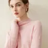 Suéter de punto 100% cachemira pura, nuevo para otoño e invierno, corte holgado con bordes enrollados, cuello semialto, suéter pullover versátil, capa base