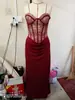Vestido Largo de Fiesta Elegante de Encaje Sin Tirantes Ajustado Adelgazante de Lujo de Alta Gama Transfronterizo Europeo y Americano