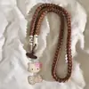 Colgante Minimalista Ins de Lunares Rosas con Lazo Cordón para Teléfono Kt Cadena Gruesa para Colgar de Lado Cruzado Universal para Salir