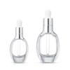 En Stock Botella de Vidrio para Esencia de Fondo Grueso de 15ml, Botella Dosificadora de Líquido Cosmético, Botella Transparente Plana con Gotero