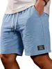 2026 Amazon Nuevos Pantalones Cortos Bermuda Casuales de Color Sólido Ajuste Holgado para Hombre de Algodón y Lino con Cordón Pantalones Cortos de Playa