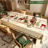 Toalha de Mesa Atmosfera Retrô de Natal Impermeável e à Prova de Óleo PVC Toalha de Mesa Vermelha Estampada Decorativa Mesa de Centro Mesa de Escritório Toalha de Mesa