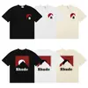 Camiseta de Manga Corta de Alta Calidad Rhude Diamante Color Sólido Estampado de Letras para Hombre y Mujer, Nueva de Verano 2024