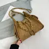 Bolso Hobo Hippie Estilo Tweed para Mujer, Bolso Cruzado de Hombro de Cadena de Cubo Acolchado de Moda con Cierre de Cordón para Mujer Esmerilado