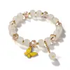 Pulsera de Cristal Imitación Jade Esmaltado Mariposa para Niños Pulsera de Cuentas Verano Niñas Puesto de Guardería