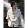 Terno Tang Duqi Masculino Marca Moderna Retrô Juventude Estilo Chinês Camisa de Linho Manga Curta Algodão Linho Gola Chinesa Camisa Zhongshan