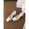 Zapatos de Tacón Alto de Diseño Nicho para Primavera y Verano Nuevos Retro Simples Casuales Punta Cuadrada Altura Aumentada Alargadores de Piernas Sandalias