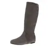 Botas de Moda de Gamuza de Caña Alta Modelo Nuevo Otoño 2026 Estilo Coreano Diseño Tipo Calcetín con Aumento Interno de Altura, Punta Redonda Hueca, Tacón Grueso Botas para Mujer