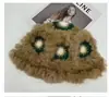 Sombrero esponjoso hecho a mano de pelo de conejo real, sombrero de cabeza de tigre esponjosa, sombrero de león, sombrero de pescador, cara linda, sombrero pequeño de piel, otoño e invierno