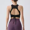 Sujetador deportivo de yoga con espalda cruzada, almohadillas en el pecho, diseño hueco, cordón, adecuado para Pilates, correr, entrenamiento y fitness