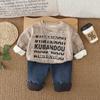 Conjunto Outono e Inverno para Bebê Menino 2025 Nova Roupa Infantil Menino Bonito Casual Veludo Aconchegante Blusão Conjunto de Duas Peças Tendência