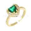 Moda Europeia e Americana Estilo Ins Cor Anel de Zircônia Coração Pêssego Joias Abertura Ajustável Diamante Ornamentos de Mão Atacado