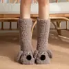 Meias de Chão de Inverno para Adultos, Antiderrapantes, Espessadas, à Prova de Neve Interna, Pantufas de Tapete de Lã Coral de Cordeiro, Meias Fofas para Adultos