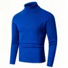 Chaqueta suéter de cuello alto a rayas para comercio exterior transfronterizo para hombre, estilo coreano otoño e invierno, ajuste ceñido, suéter liso cálido, base, en stock