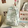 Mochila Impermeável Tie-Dye para Alunos do Ensino Fundamental II e Médio, Estilo Ins Feminino Nicho Alta Aparência Simples Mochila Leve de Grande Capacidade
