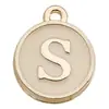 Colgante de aleación de zinc de doble cara con letra inglesa color champán y goteo de aceite, accesorio para pulseras y collares de joyería DIY creativos