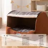 Cortina de Puerta Cálida de Felpa Estilo Cajón Vintage Otoño e Invierno Cama para Gatos Semicerrada para Mascotas Pequeñas a Medianas Como Perros Teddy