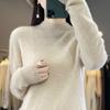 Suéter de Lana de Cuello Alto Medio para Mujer Otoño e Invierno, Capa Base de Punto, Holgado y Elegante, Suéter de Cachemira Punto Osmanthus al por Mayor