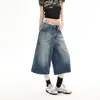Jeans Anchos Lavados Vintage Naranja Infantil # Negro y Gris para Mujer, Corte Holgado, Adelgazantes, Elegantes, Versátiles, Pierna Recta, Pantalones Cortos, Modernos.