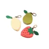 Bolsa para monedas de cuero PU transfronteriza, nueva mini billetera con patrón de lichi y fruta, lindo accesorio de bolsa para auriculares con oreja colgante para mujer