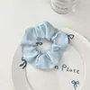 Goma para el pelo azul de lunares y estrellas fresca de verano estilo coreano de alta gama estilo femenino para coleta accesorio para el pelo