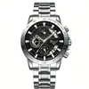 Dizhi Moda Guerrero Negro Banda de Acero Reloj para Hombre Moda Multifuncional Luminoso Impermeable Estilo de Negocios Reloj de Cuarzo Venta al por Mayor