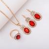 Conjunto de tres piezas de joyería transfronteriza europea y americana con colgante, pendientes, anillo y diamantes, traje de decoración nupcial de moda.