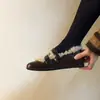 Zapatos Mary Jane de cuero suave estilo francés con doble tira para mujer, con punta poco profunda, forro de lana de cordero para abrigar y suela plana, adecuados para usar al aire libre.