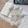 Meias Divertidas de Desenho Animado para Mulheres, Meias Largas Listradas com Laço Estilo Coreano, Meias Versáteis e Respiráveis para Estudantes para o Outono