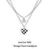 Cadena para clavícula de nicho japonesa y coreana estilo frío ins tablero de ajedrez a cuadros collar de doble capa verano nuevo amor accesorios apilables