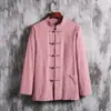 Estilo Chinês Masculino Novo Traje Tang Chinês Camisa de Manga Longa Hanfu Melhorado Top de Outono Casaco Casual Retrô com Fivela