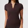 Camisetas Esportivas Transfronteiriças para Mulheres, Roupa de Badminton, Camiseta de Manga Curta com Gola V, Roupa de Verão Slim Fit para Corrida e Fitness, Roupa de Yoga