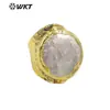 MPR063 Clásico Gas Noble Agua Dulce Jane Forma Irregular Grande Exagerado Anillo Neutro Joyería de Fiesta