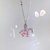 Collar de Conejo Agradable Rosa Dulce Lindo Cadena Clavícula Diseño Nicho Femenino Zodíaco Conejo Año de Vida Año Joyería Regalo