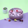 Suministro directo de fábrica venta caliente plato rayado de silicona cuchara para suplementos alimenticios Tenedor traje de vajilla de cuatro piezas plato de succión