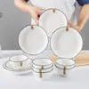 Color Bajo Vidriado Cerámica Jingdezhen Vajilla Platos Tazones y Platos Set de Platos para el Hogar Tazones para Comer Horno de Microondas Moderno y Sencillo